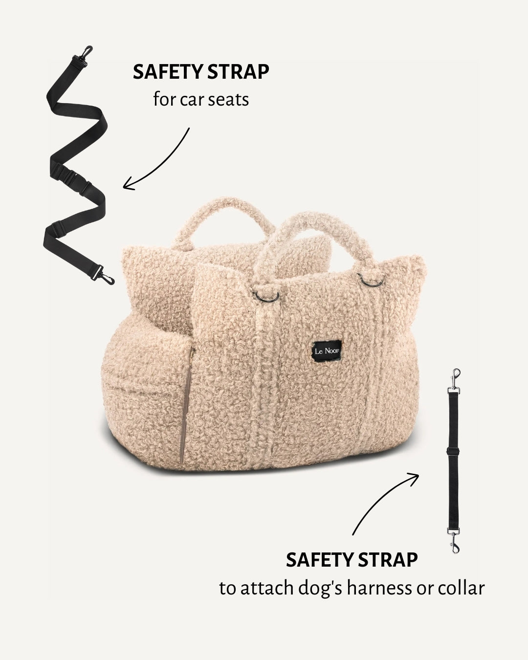 Beige Teddy Car Dog Bed