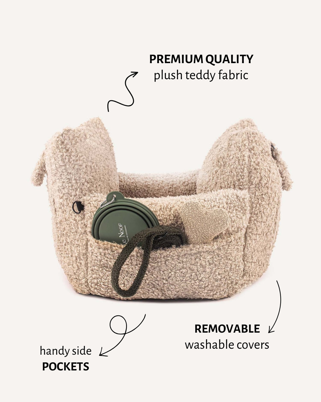 Beige Teddy Car Dog Bed