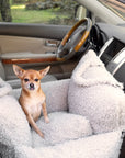 Beige Teddy Travel Car Dog Bed
