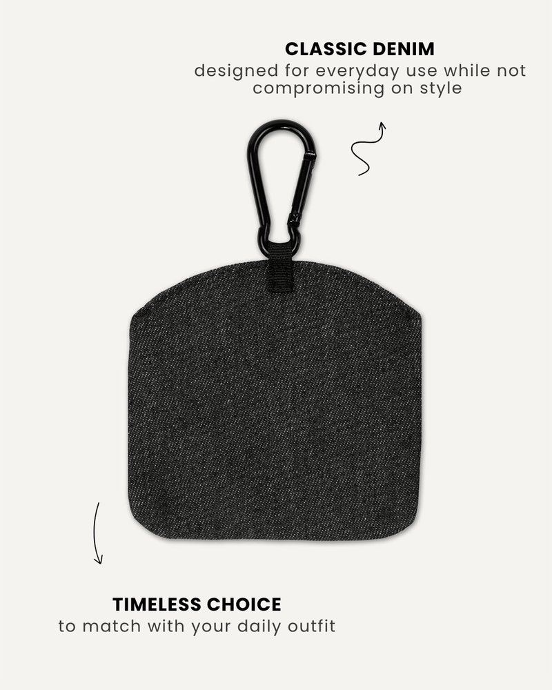 Black denim dog treat pouch back view, Le Noof