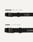 Black jacquard dog collar size comparison, Le Noof