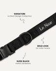 Black jacquard dog collar close-up, Le Noof