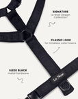 Black minimal jacquard step-in dog harness, Le Noof