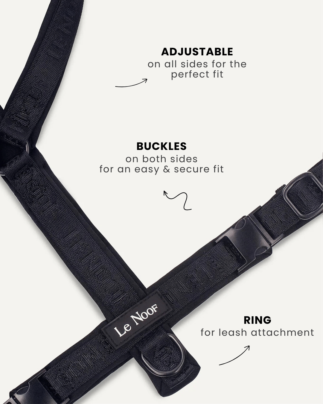 Black jacquard step-in dog harness, Le Noof