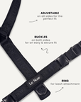 Black jacquard step-in dog harness, Le Noof