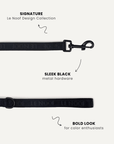 Black jacquard dog leash close-up, Le Noof