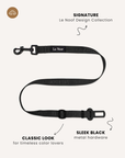 Black jacquard dog seatbelt, Le Noo