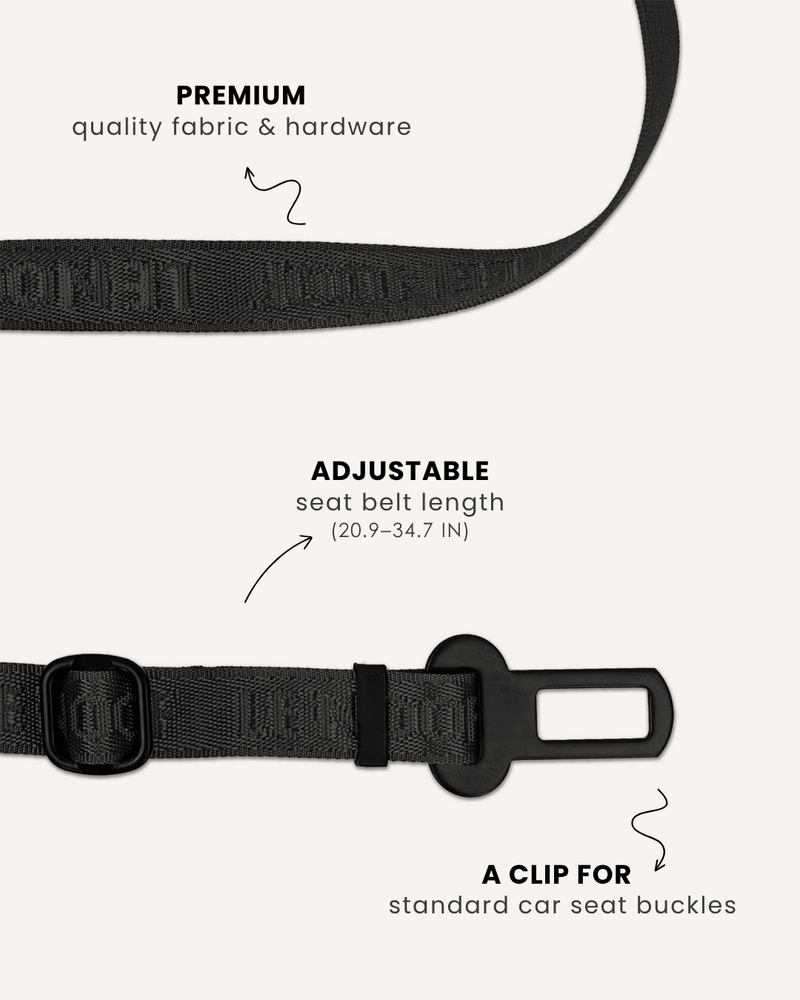 Black jacquard dog seatbelt, Le Noof