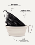 Black & Off White travel dog bowls with carabines