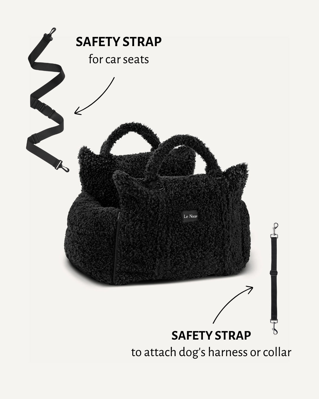 Black teddy travel car dog bed, Le Noof