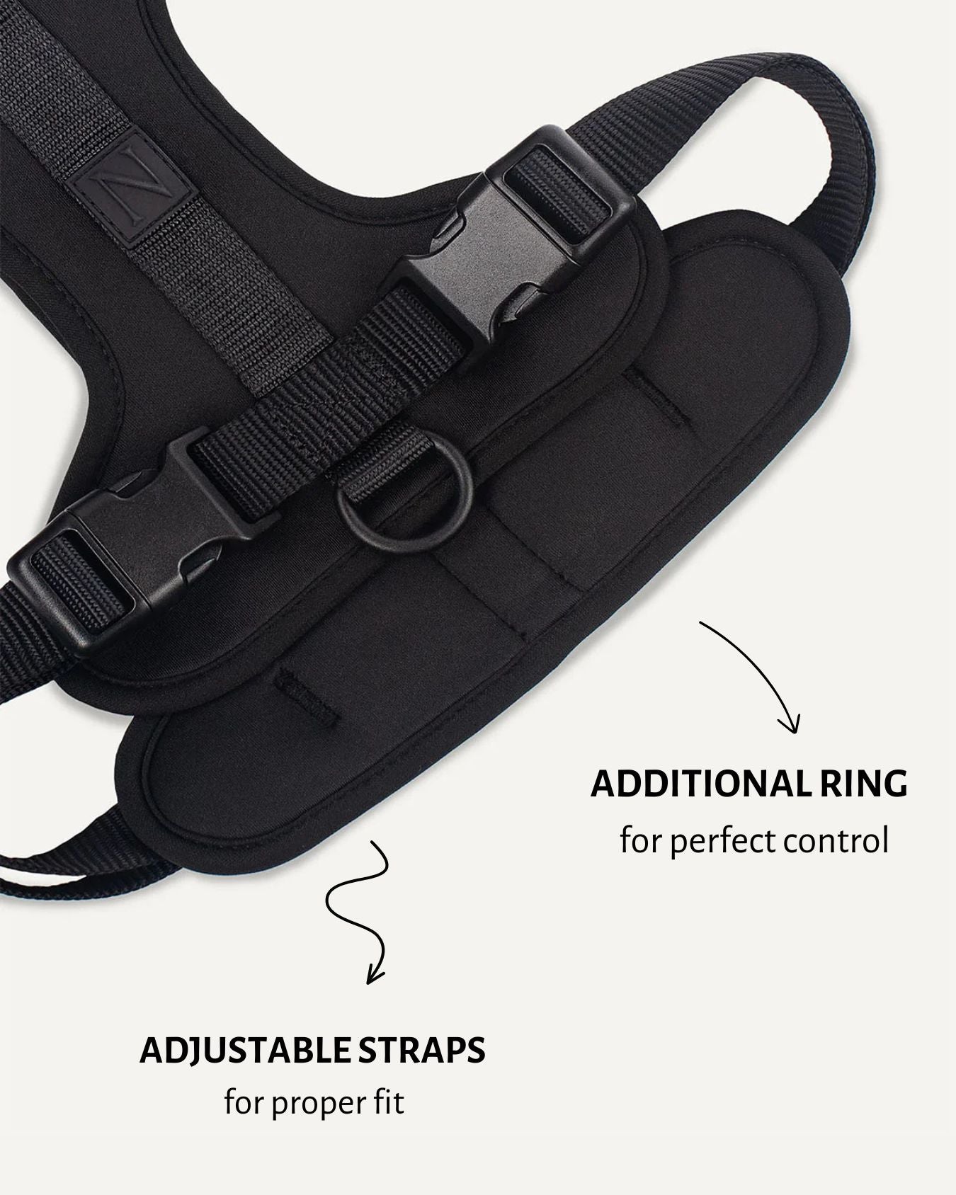 Black neoprene no-pull dog harness, Le Noof