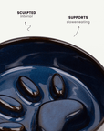 Blue ceramic slow feeder dog bowl, Le Noof