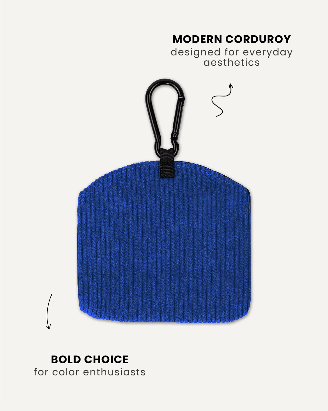Blue corduroy dog treat pouch back view, Le Noof