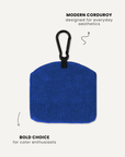 Blue corduroy dog treat pouch back view, Le Noof