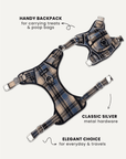 Blue plaid no-pull backpack dog harness, Le Noof