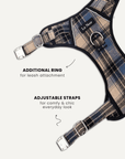 Blue plaid no-pull backpack dog harness, Le Noof