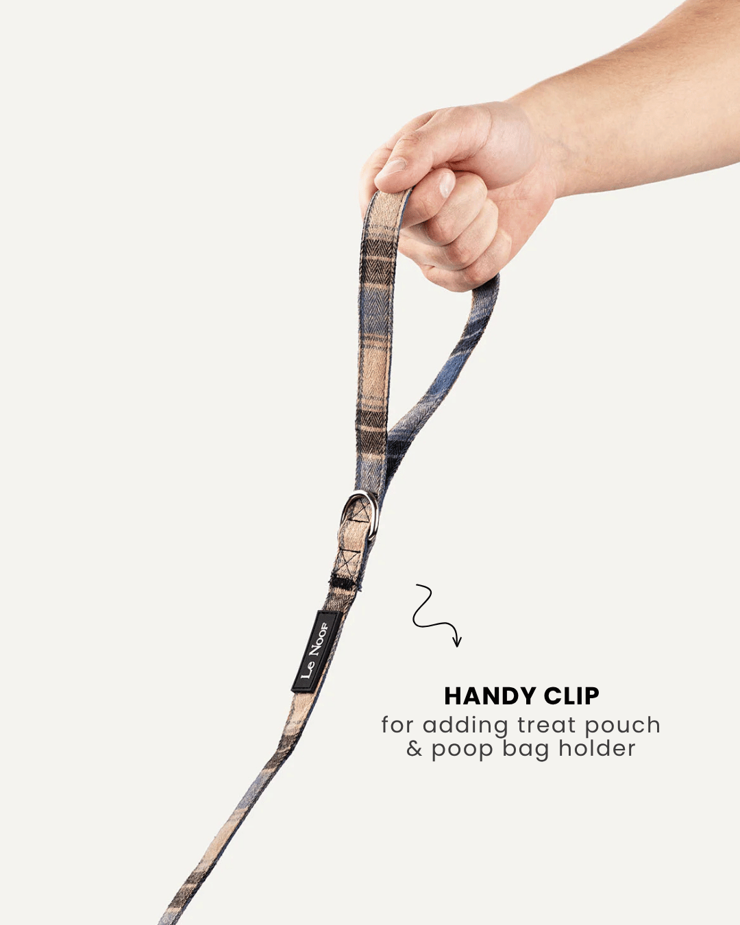 Blue plaid dog leash, Le Noof