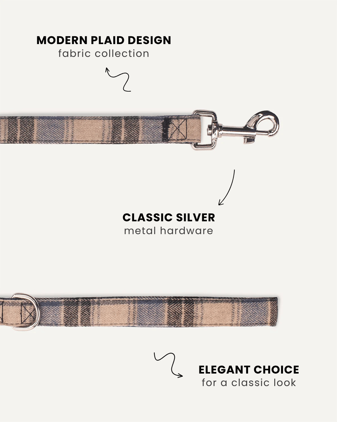 Blue plaid dog leash close-up, Le Noof