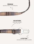 Blue plaid dog seatbelt, Le Noof
