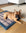 Blue checker plaid outdoor dog mat, Le Noof