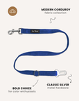 Blue corduroy dog seatbelt, Le Noof