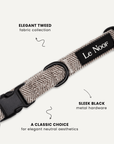 Brown herringbone dog collar close-up, Le Noof