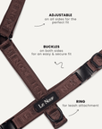Brown jacquard designer step-in dog harness, Le Noof
