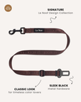 Brown jacquard dog seatbelt, Le Noof
