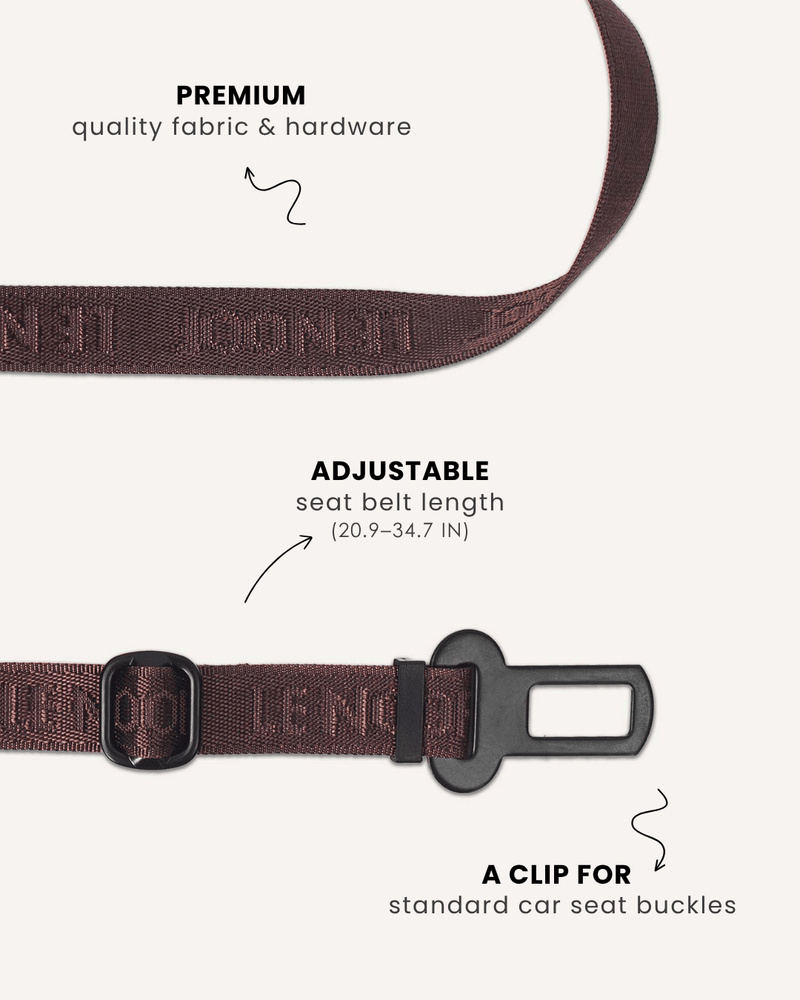 Brown jacquard dog seatbelt, Le Noof