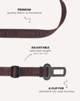 Brown jacquard dog seatbelt, Le Noof