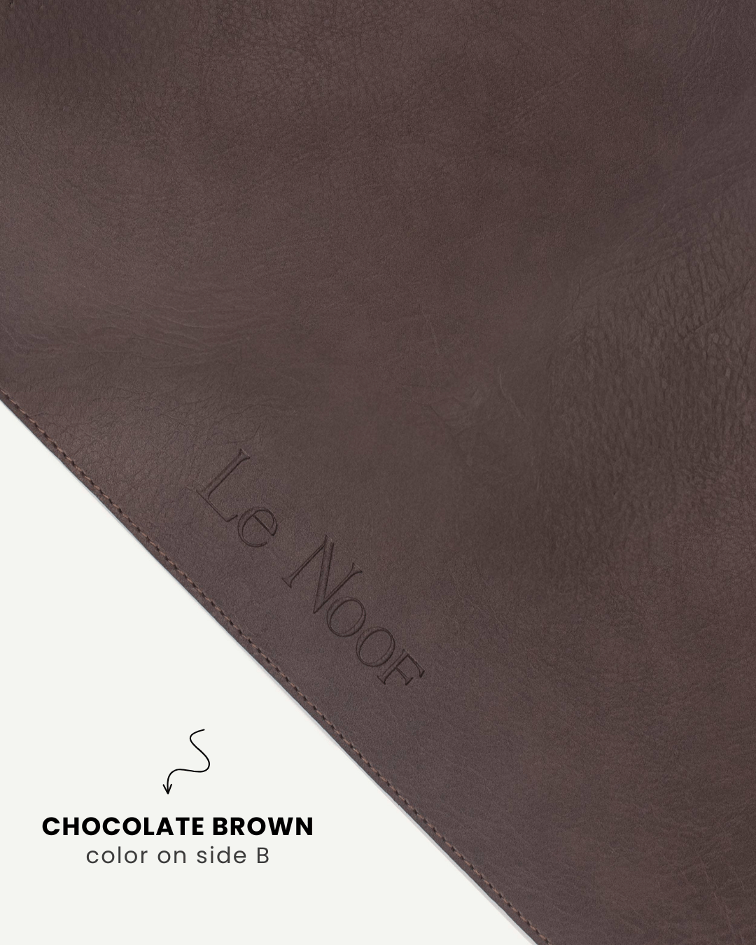 Brown side of double-sided dog bowl mat, Le Noof