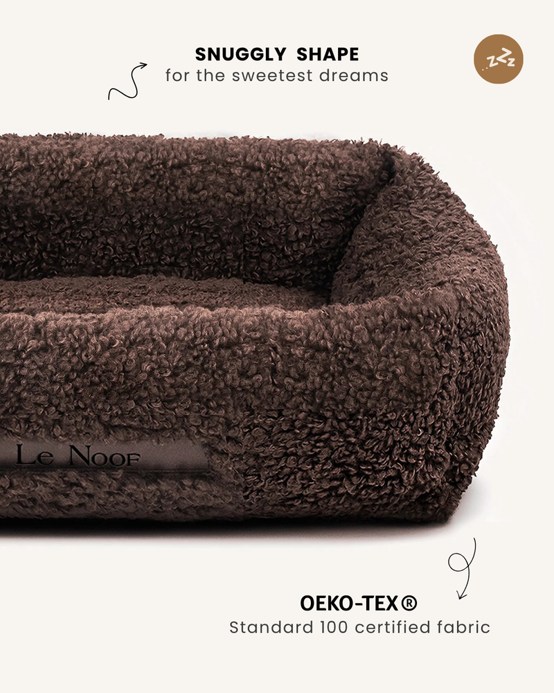 Brown luxe teddy sofa dog bed, Le Noof