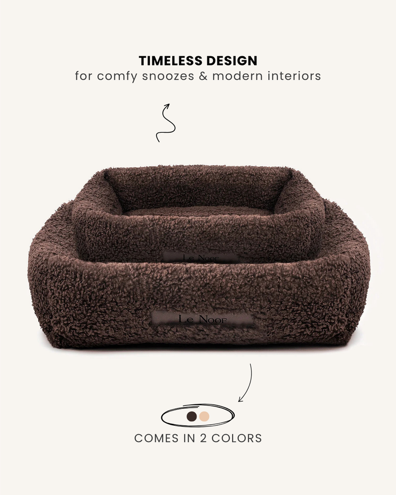 Brown cozy teddy sofa dog bed, Le Noof