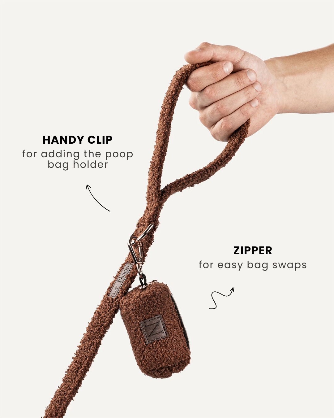 Brown teddy dog leash, Le Noof