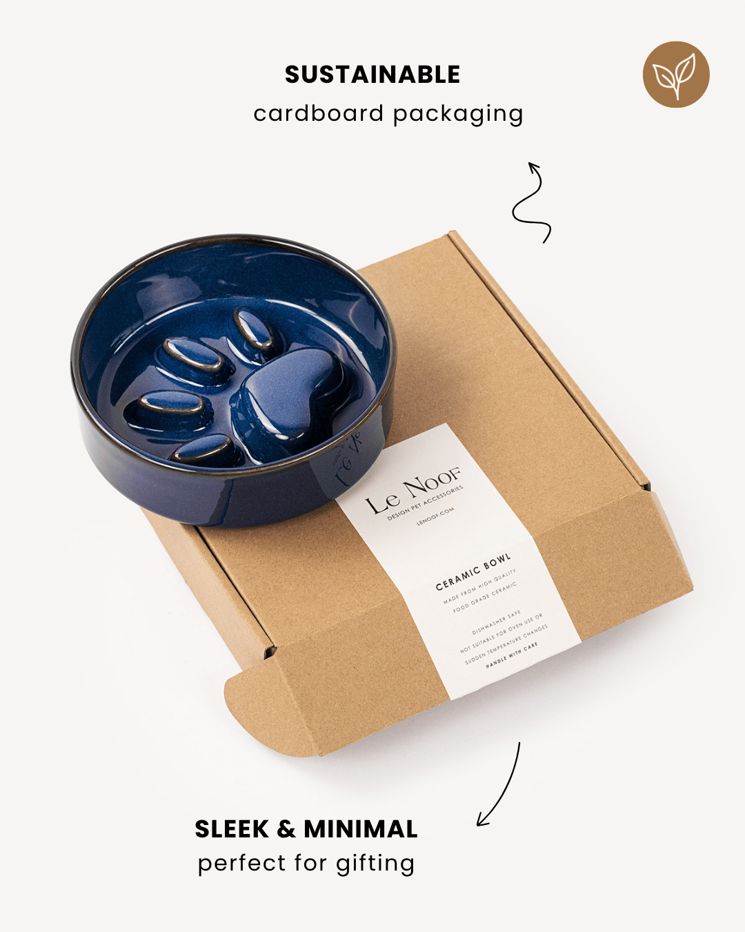 Le Noof slow feeder dog bowl cardboard packaging