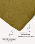 Chartreuse green boucle floor dog pillow close-up, Le Noof