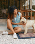 Blue Plaid Outdoor Dog Mat