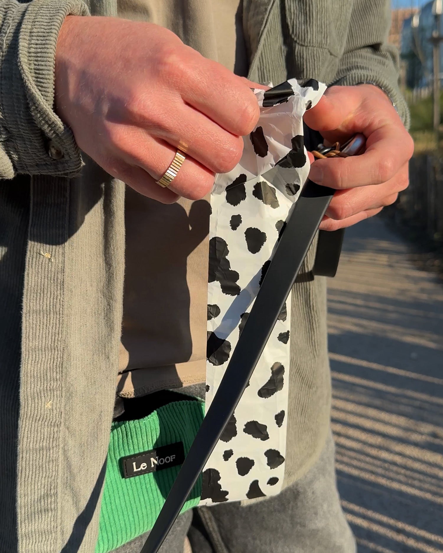 Cow print biodegradable dog poop bags, Le Noof