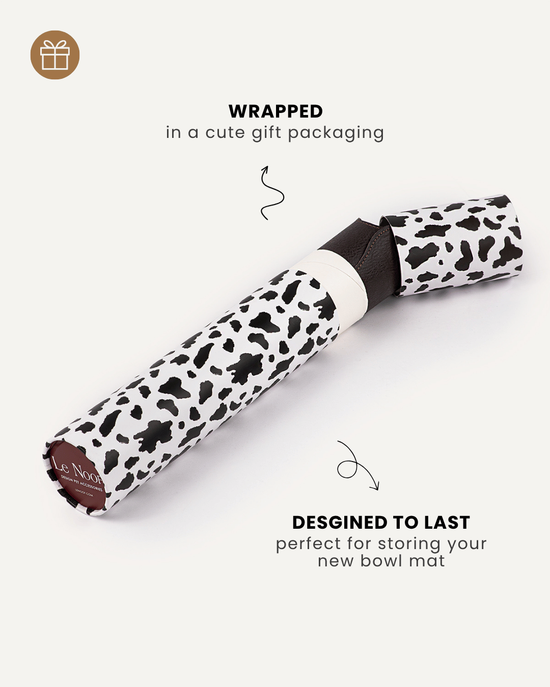Le Noof dog bowl mat gift packaging