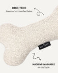 Cream white boucle bone dog toy close-up, Le Noof