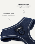 Dark blue denim no-pull dog harness, Le Noof