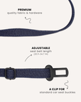 Dark blue denim dog seatbelt, Le Noof