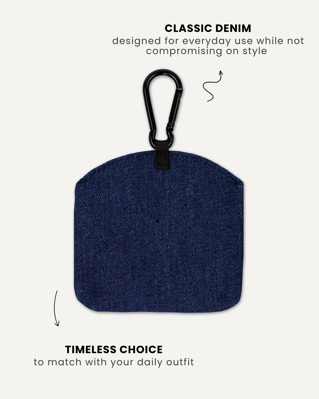 Dark blue denim dog treat pouch back view, Le Noof