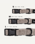 Brown herringbone dog collar sizes, Le Noof