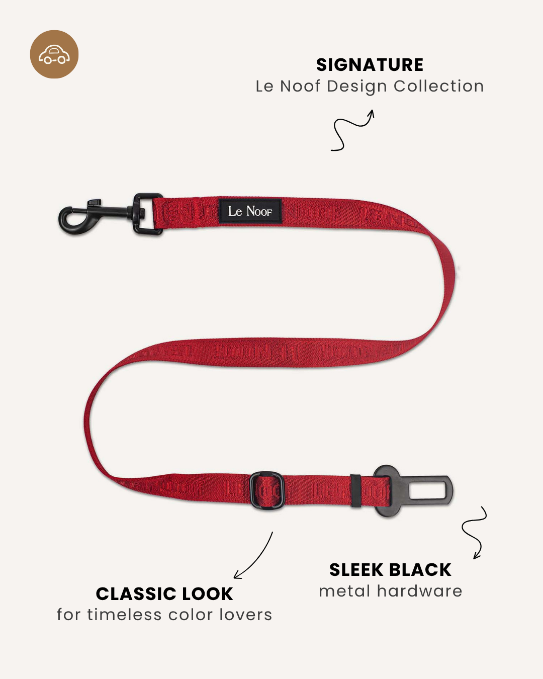 Maroon Red Jacquard Dog Seat Belt