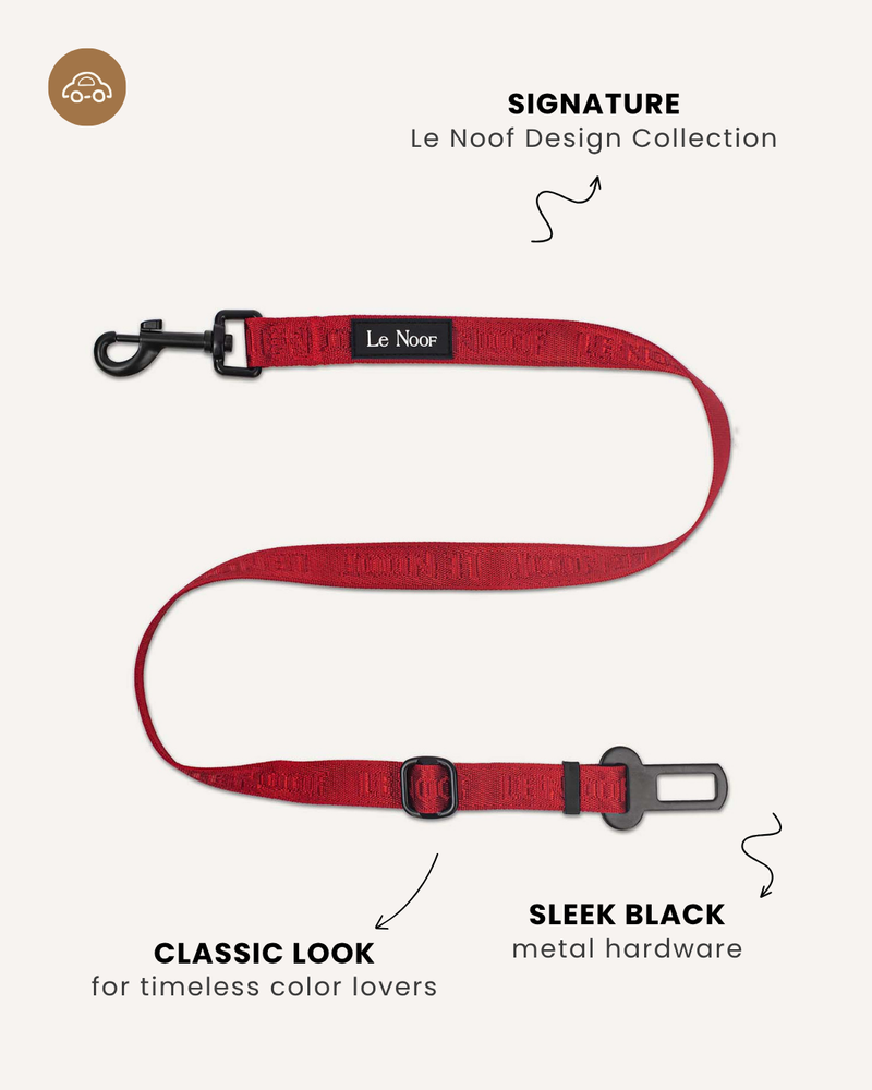 Maroon Red Jacquard Dog Seat Belt