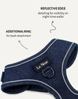 Dark Blue Denim Dog Harness