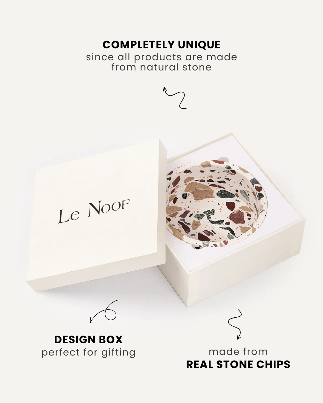 Terrazzo marble stone dog bowl gift packaging, Le Noof