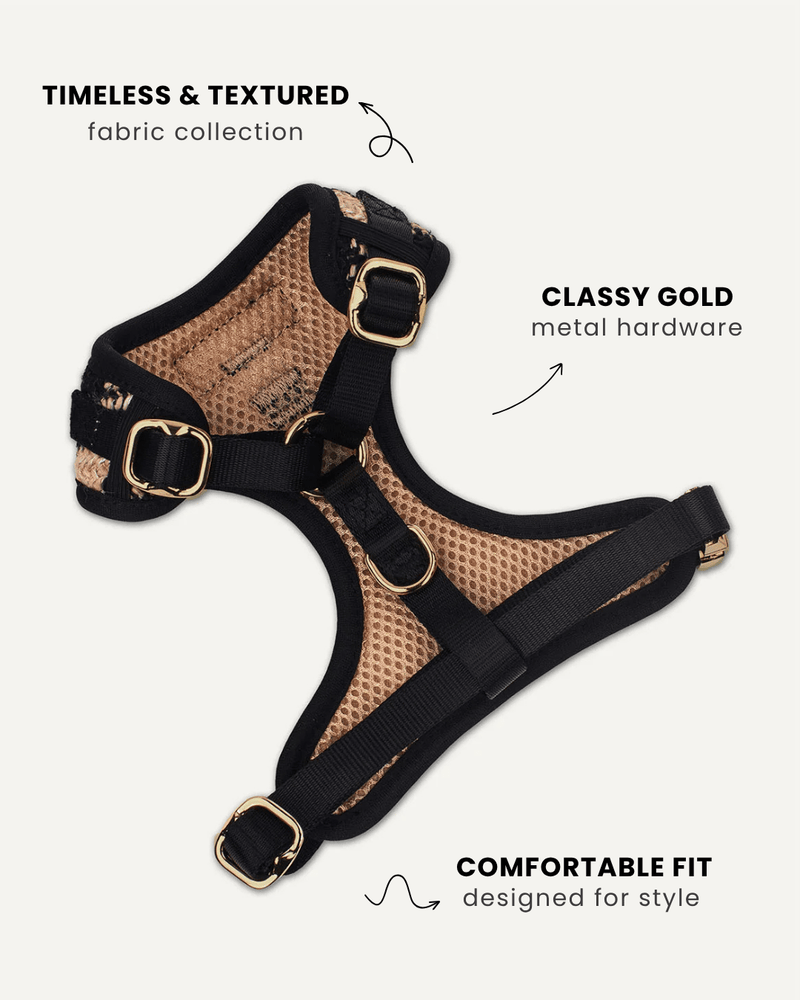 Brown Checkered No-Pull Dog Harness