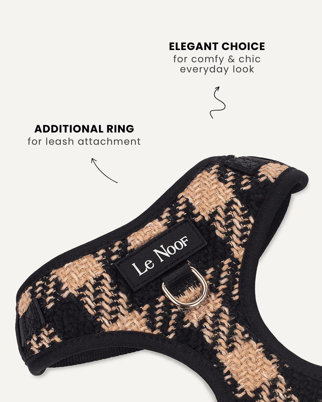 Brown Checkered No-Pull Dog Harness